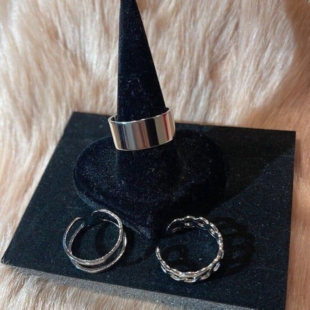 3-Piece‎ set Stainless Steel Adjustable Rings NWT - Picture 4 of 12
